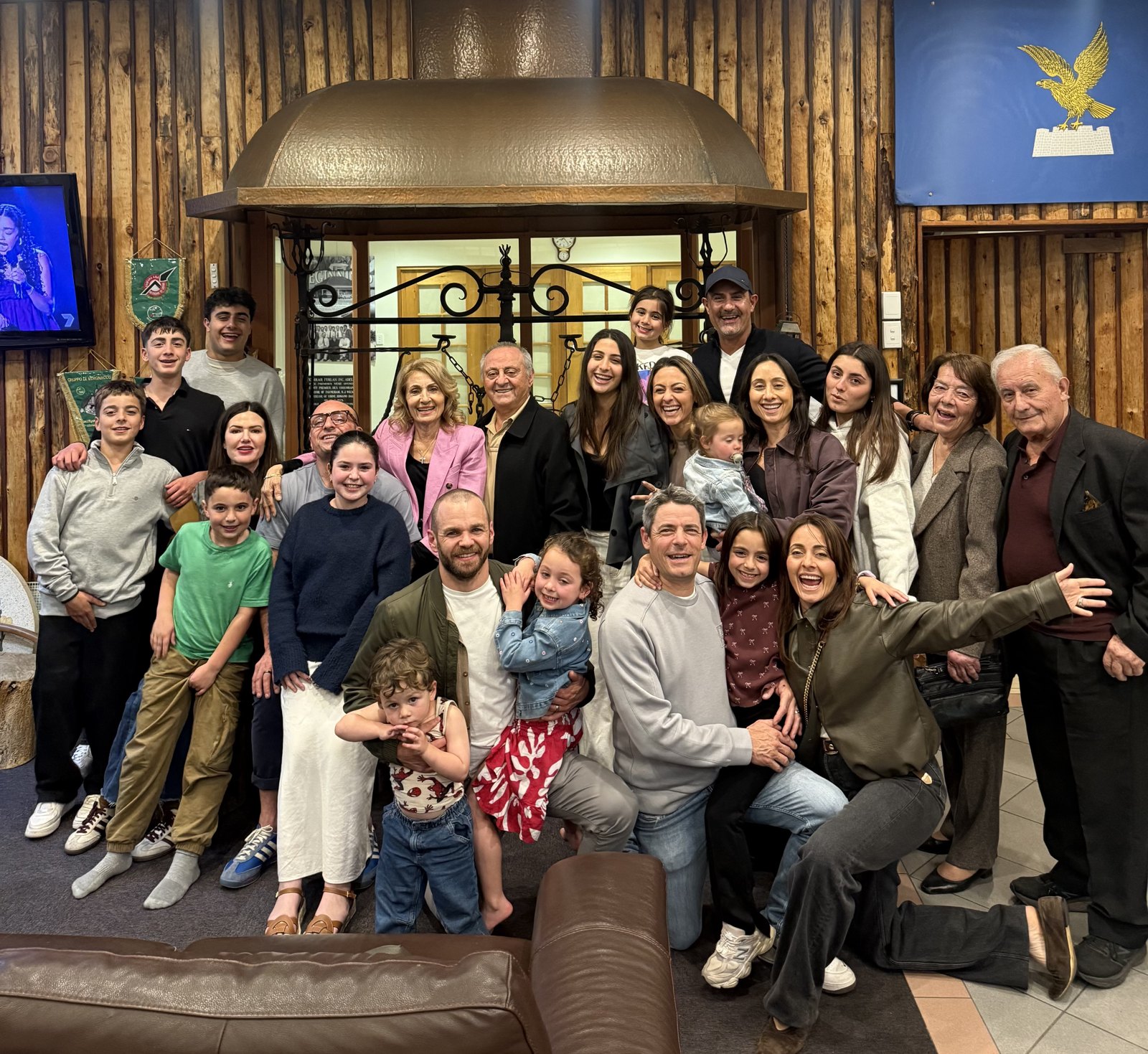 The family gathered together for a celebration